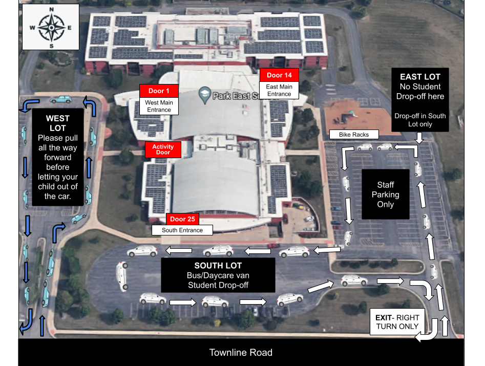 Park Campus student arrival map